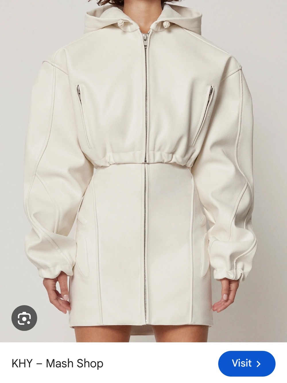 KHY White Hooded Zip-Front Jacket size XS like new